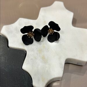 Anthropologie Black Floral Earrings
